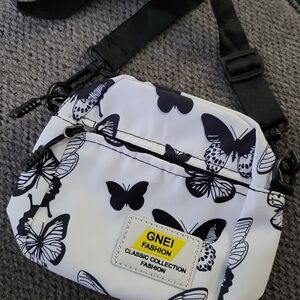 Black and White Butterfly Crossbody Bag